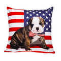 New Bulldog Bow Tie American Flag Decorative Pillow Cover